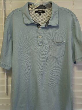 Mens light blue and navy tipped Tahari polo